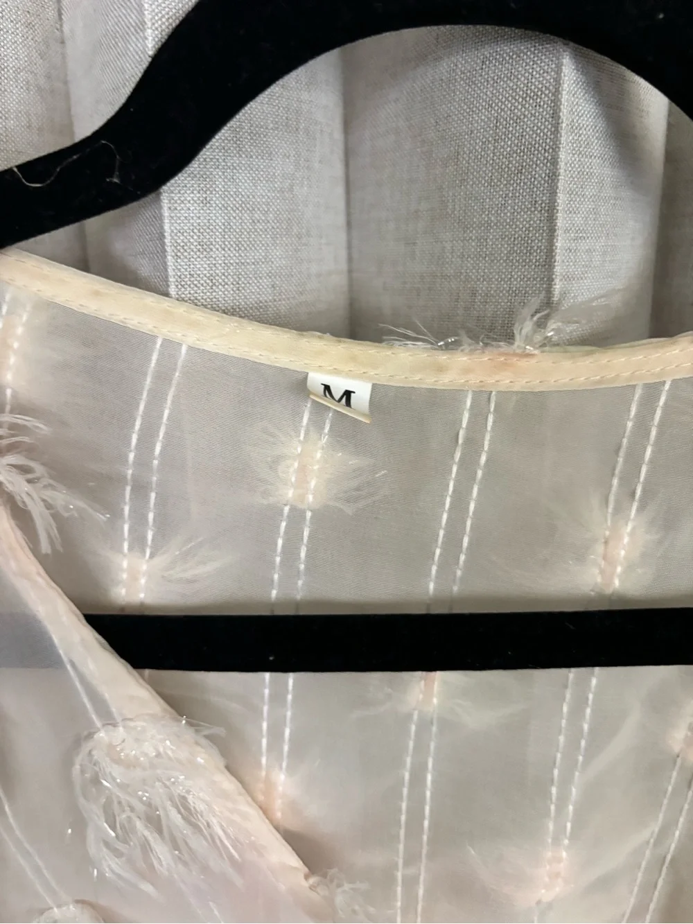 Sheer Ivory Fringe-Detail Women's Top - Lightweight Button Front - Picture 3 of 3